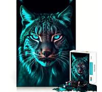Jigsaw Puzzle 1000 Piece Black Light UV Spirit Lynx Perfect Edge Play, Brain Training Toy, Slow Play Fun, Birthday Decor Gift (38x52cm)