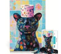 Jigsaw Puzzle 1000 Piece Black Panther with Toilet Paper Hat Perfect Edge Play, Brain Training Toy, Slow Play Fun, Birthday Decor Gift (50x75cm)