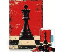 Jigsaw Puzzle 1000 Piece Black Queen Chess Piece Perfect Edge Play, Brain Training Toy, Slow Play Fun, Birthday Decor Gift (50x75cm)