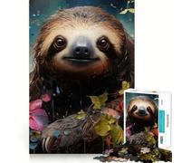 Jigsaw Puzzle 1000 Piece Blossoming Sloth Perfect Edge Play, Brain Training Toy, Slow Play Fun, Birthday Decor Gift (38x26cm)