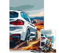 Jigsaw Puzzle 1000 Piece BMW X SUV on Desert Road Perfect Edge Play, Brain Training Toy, Slow Play Fun, Birthday Decor Gift (38x26cm)