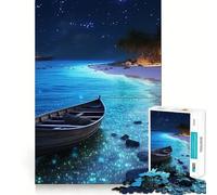 Jigsaw Puzzle 1000 Piece Boat Night Moon Perfect Edge Play, Brain Training Toy, Slow Play Fun, Birthday Decor Gift (38x52cm)