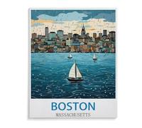 Jigsaw Puzzle 1000 Piece,Boston Massachusetts Vintage Travel Poster,paper Jigsaw Puzzle for Kids Adult, Puzzle Game Toys Gift for Wall Decoration(50x70cm)-D75