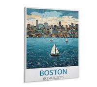 Jigsaw Puzzle 1000 Piece,Boston Massachusetts Vintage Travel Poster,paper Jigsaw Puzzle for Kids Adult, Puzzle Game Toys Gift for Wall Decoration(38x26cm)-D75