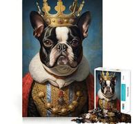 Jigsaw Puzzle 1000 Piece Boston Terrier The King Perfect Edge Play, Brain Training Toy, Slow Play Fun, Birthday Decor Gift (38x26cm)