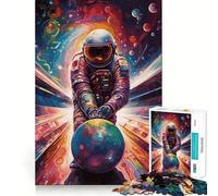Jigsaw Puzzle 1000 Piece Bowling Astronaut Fantasy Perfect Edge Play, Brain Training Toy, Slow Play Fun, Birthday Decor Gift (50x75cm)
