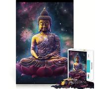 Jigsaw Puzzle 1000 Piece Buddha Lotus Leaf Galaxy Neat Edge Decor Cognitive Game Toy Easy Time Fun Xmas Leisure Gift (38x52cm)