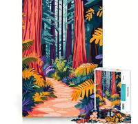 Jigsaw Puzzle 1000 Piece California Redwood Forest Minimalist Art Neat Edge Decor Cognitive Game Toy Easy Time Fun Xmas Leisure Gift (38x52cm)