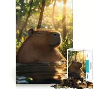 Jigsaw Puzzle 1000 Piece Capybara Relaxing in Water Neat Edge Decor Cognitive Game Toy Easy Time Fun Xmas Leisure Gift (38x26cm)