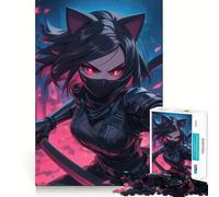 Jigsaw Puzzle 1000 Piece Cat-Eared Ninja Girl Perfect Joint Game Brain Activity Fun Restful Game Fun Xmas Decor Gift (38x52cm)