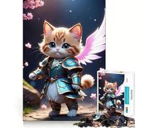 Jigsaw Puzzle 1000 Piece Cat Samurai Animal Smooth Cut Play Creative Game Toy Restful Play Time Xmas Leisure Gift (38x26cm)