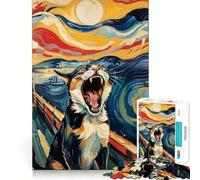 Jigsaw Puzzle 1000 Piece Cat Scream Painting Smooth Cut Play Creative Game Toy Restful Play Time Xmas Leisure Gift (38x52cm)