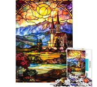 Jigsaw Puzzle 1000 Piece Cathedral Stained Sight Jigsaw Puzzle 1000 Home Decoration Toys Perfect Decoration for Is Ideal As A Gifts (38x52cm)