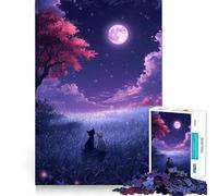 Jigsaw Puzzle 1000 Piece Cats Under The Moonlight Perfect Joint Game Brain Activity Fun Restful Game Fun Xmas Decor Gift (50x75cm)