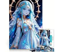 Jigsaw Puzzle 1000 Piece Celestial Anime Girl with Star Halo Perfect Joint Game Brain Activity Fun Restful Game Fun Xmas Decor Gift (38x52cm)