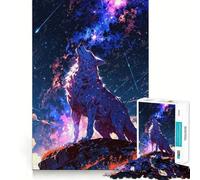 Jigsaw Puzzle 1000 Piece Celestial Wolf Howling Beneath The Stars Smooth Cut Play Creative Game Toy Restful Play Time Xmas Leisure Gift (38x52cm)
