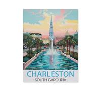Jigsaw Puzzle 1000 Piece，Charleston South Carolina Vintage-Reiseposter，Adult Puzzle DIY Kit Paper Puzzle Modern Home Decor Unique Gift（38x52CM）-AH85