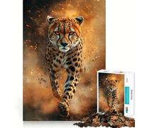 Jigsaw Puzzle 1000 Piece Cheetah in Motion Perfect Joint Game Brain Activity Fun Restful Game Fun Xmas Decor Gift (38x26cm)