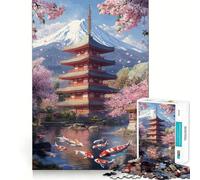 Jigsaw Puzzle 1000 Piece Cherry Blossom Temple- Smooth Cut Play Creative Game Toy Restful Play Time Xmas Leisure Gift (38x52cm)