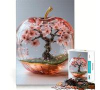 Jigsaw Puzzle 1000 Piece Cherry Blossom Tree in Glass Apple Smooth Cut Play Creative Game Toy Restful Play Time Xmas Leisure Gift (50x75cm)