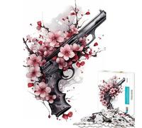 Jigsaw Puzzle 1000 Piece Cherry Blossom Weapon Practical Game Addictive Toys to Cultivate Patience Art Work Gifts Home Decoration (Size 38x26cm)