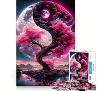 Jigsaw Puzzle 1000 Piece Cherry Blossom Yin Yang Perfect Joint Game Brain Activity Fun Restful Game Fun Xmas Decor Gift (50x75cm)