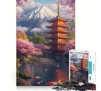 Jigsaw Puzzle 1000 Piece Cherry Blossoms And Pagoda Beauty Perfect Joint Game Brain Activity Fun Restful Game Fun Xmas Decor Gift (38x26cm)
