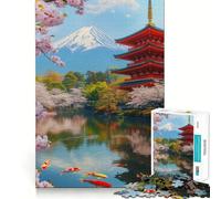 Jigsaw Puzzle 1000 Piece Cherry Blossoms And Temple Beauty Smooth Cut Play Creative Game Toy Restful Play Time Xmas Leisure Gift (38x52cm)