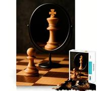 Jigsaw Puzzle 1000 Piece Chess Pawn King Reflection Smooth Cut Play Creative Game Toy Restful Play Time Xmas Leisure Gift (50x75cm)