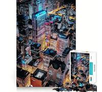 Jigsaw Puzzle 1000 Piece Chicago Cityscape at Night Smooth Cut Play Creative Game Toy Restful Play Time Xmas Leisure Gift (38x52cm)