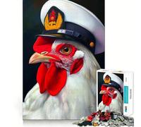 Jigsaw Puzzle 1000 Piece Chicken Captain Portrait Perfect Joint Game Brain Activity Fun Restful Game Fun Xmas Decor Gift (38x26cm)