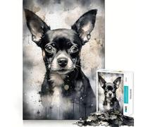 Jigsaw Puzzle 1000 Piece Chihuahua Tiny And Mighty Fine Joint Fun Problem Solving Toy Quiet Game Time Xmas Decor Gift (50x75cm)