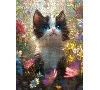 Jigsaw Puzzle 1000 Piece, Chrysanthemum Cat Puzzles for Adults 1000, Jigsaw Puzzle Games Classic Educational, Wooden Puzzles, The Impossible Challenge, for Home Wall Decoration Gift BXHZW1-532