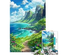 Jigsaw Puzzle 1000 Piece Coastal Mountain Retreat Help The Brain Exercise Home Decoration Family Game for 14+ Puzzle Game Offered (50x75cm)