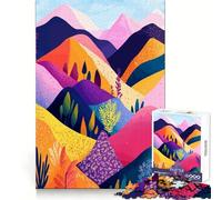 Jigsaw Puzzle 1000 Piece Colorful Abstract Rolling Hills Mountain Ranges Pattern Minimalist Art Illustrat Accurate Cut Art Smart Play Gift Easy Play Game Birthday Decor Gift (38x52cm)