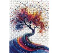Jigsaw Puzzle 1000 Piece, Colorful Dot Tree Puzzles for Adults 1000, Jigsaw Puzzle Games Classic Educational, Wooden Puzzles, The Impossible Challenge, for Home Wall Decoration Gift BXHZW1-125