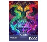 Jigsaw Puzzle 1000 Piece Colorful Dragon Art Print-2 Puzzles for Adults Brain Teaser Game But Fun And Humorous Deal As Gifts for The Whole Family 52x38cm/1000pcs