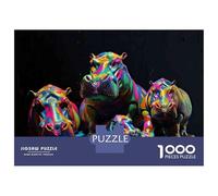 Jigsaw Puzzle 1000 Piece Colorful Hippo Art Sculpture Set Puzzles for Adults Brain Teaser Game But Fun And Humorous Deal As Gifts for The Whole Family 52x38cm/1000pcs