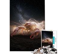 Jigsaw Puzzle 1000 Piece Cosmic Lobster on Dark Ground Help The Brain Exercise Stress Reliever Hands-on Game Suitable for People Aged 14 And Above (38x52cm)