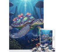Jigsaw Puzzle 1000 Piece Crystal Turtle Underwater Fantasy Anti-Stress Toys Great Gift for Games for Educational Game Artists Collection, Fine Art Size 38x52cm