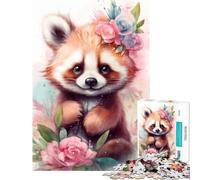 Jigsaw Puzzle 1000 Piece Cute Little Red Panda for Educational Game Challenge Toy for Educational Game But Fun And Humorous Great Gifts for Games (Size 75x50cm)