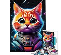 Jigsaw Puzzle 1000 Piece Cute Space Cats Help The Brain Exercise Stress Reliever Hands-on Game Suitable for People Aged 14 And Above (50x75cm)