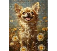 Jigsaw Puzzle 1000 Piece, Dandelion Dog Puzzles for Adults 1000, Jigsaw Puzzle Games Classic Educational, Wooden Puzzles, The Impossible Challenge, for Home Wall Decoration Gift BXHZW1-751