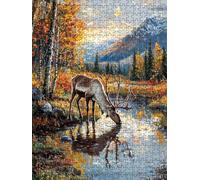 Jigsaw Puzzle 1000 Piece, Deer Forest Puzzles for Adults 1000, Jigsaw Puzzle Games Classic Educational, Wooden Puzzles, The Impossible Challenge, for Home Wall Decoration Gift BXHZW1-701