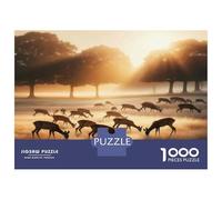 Jigsaw Puzzle 1000 Piece Deer in The Misty Forest Puzzles for Adults Family Game Improve Memory Deal As Gifts for The Whole Family 38x26cm/1000pcs