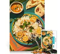 Jigsaw Puzzle 1000 Piece Delicious Indian Food Still Life Flawless Fit Art Thinking Skill Game Rest Time Play Christmas Art Gift (38x26cm)