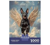 Jigsaw Puzzle 1000 Piece Doberman with Angel Wings Pet Loss Memorial Puzzles for Adults Anti-Stress Toys Presents for Women Unique Birthday And Gifts 38x26cm/1000pcs