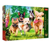 Jigsaw Puzzle 1000 Piece Doggy Pets Here Comes Trouble Dogs Teatime FREE Poster