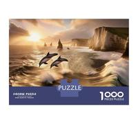 Jigsaw Puzzle 1000 Piece Dolphins Jumping Out of Water Puzzles for Adults Brain Teaser Game But Fun And Humorous Deal As Gifts for The Whole Family 38x26cm/1000pcs