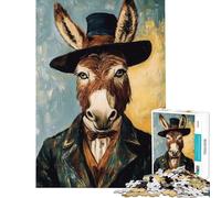 Jigsaw Puzzle 1000 Piece Donkey in A Top Hat Help The Brain Exercise Stress Reliever Hands-on Game Suitable for People Aged 14 And Above (38x26cm)